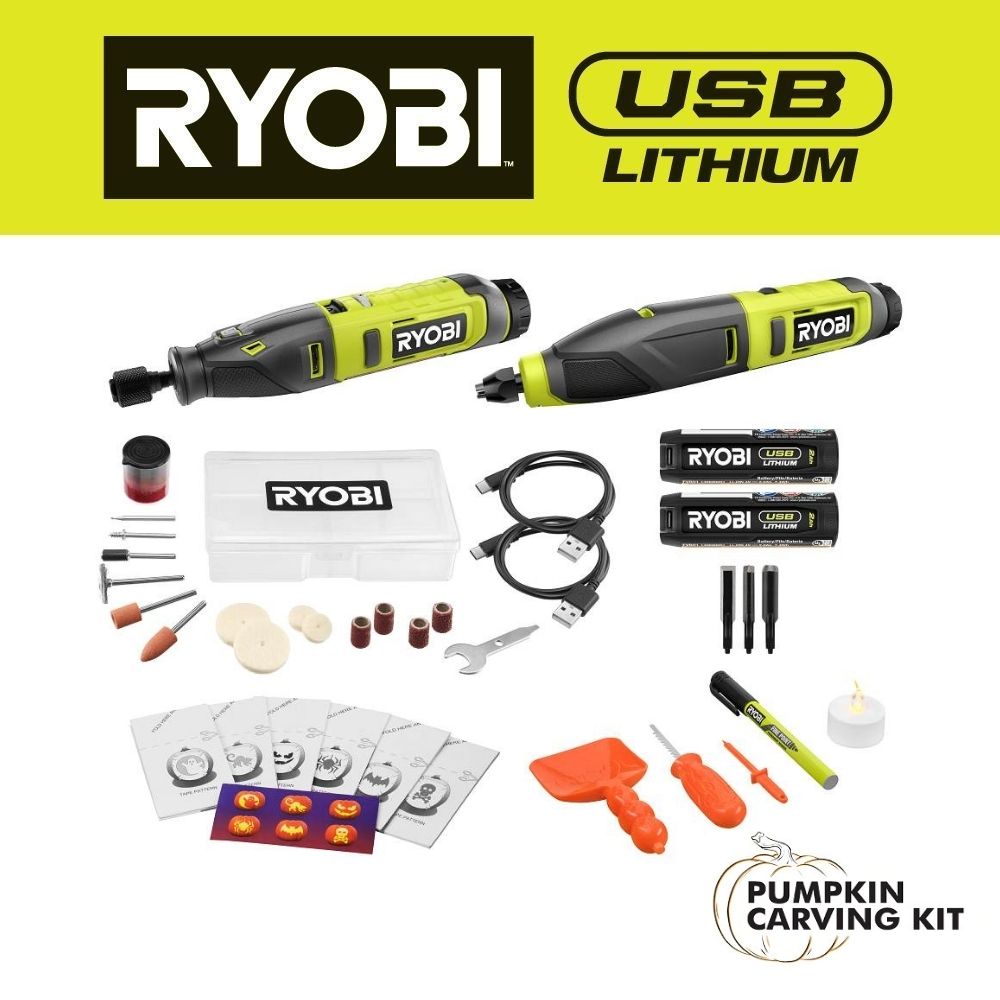 RYOBI USB 鋰 2 工具組合套裝,附雕刻工具-新品獨家販售 RYOBI