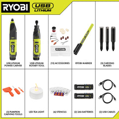 RYOBI USB 鋰 2 工具組合套裝,附雕刻工具-新品獨家販售 RYOBI