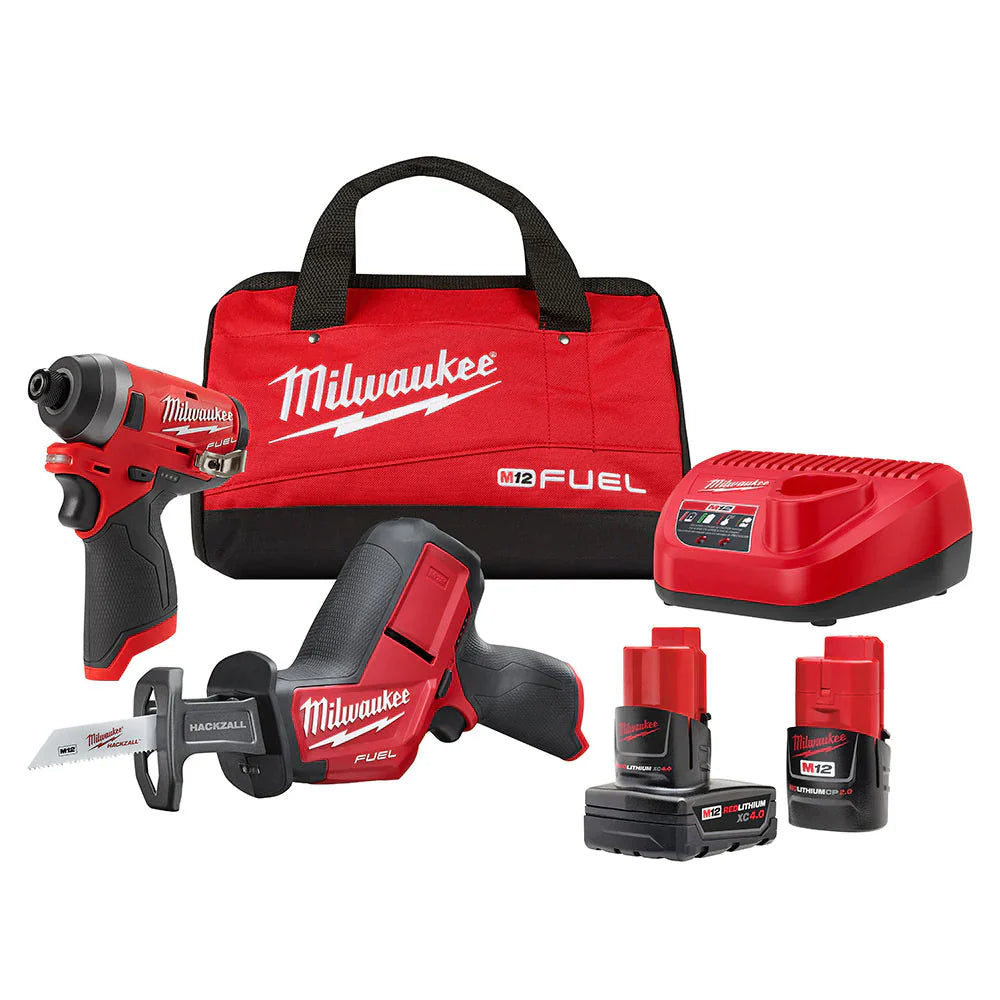 美版MILWAUKEE 12V M12 FUEL 鋰離子無刷無繩工具組合套件,帶 1/4" 六角衝擊起子和 HACKZALL RECIP SAW MILWAUKEE美沃奇(美行)