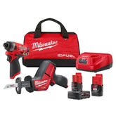 美版MILWAUKEE 12V M12 FUEL 鋰離子無刷無繩工具組合套件,帶 1/4" 六角衝擊起子和 HACKZALL RECIP SAW MILWAUKEE美沃奇(美行)