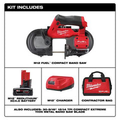 美行Milwaukee M12 FUEL 緊湊型帶鋸XC4.0AH*1套裝+M12 REDLITHIUM™ HIGH OUTPUT™ XC5.0 *1 MILWAUKEE美沃奇(美行)