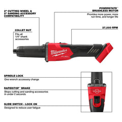 美行MILWAUKEE M18 FUEL 制動模磨機,滑動開關(淨機) MILWAUKEE美沃奇(美行)