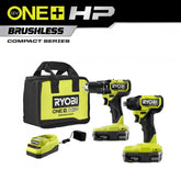 RYOBI 18V ONE+ HP 緊湊型無刷 1.5AH*2工具組合套裝(預購) RYOBI 良明(美行)