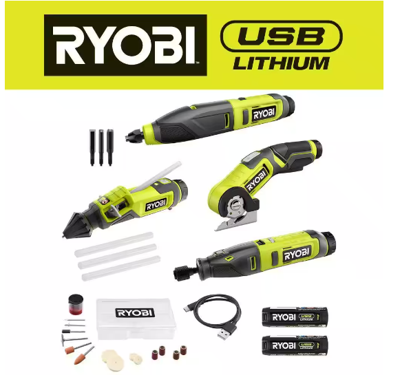 RYOBI USB 鋰 4 件工具業餘愛好組合套裝(現貨限量版) RYOBI 良明(美行)