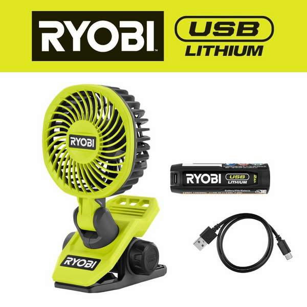 2023年新款RYOBI USB  Fan鋰電夾風扇套裝 RYOBI 良明（美國）